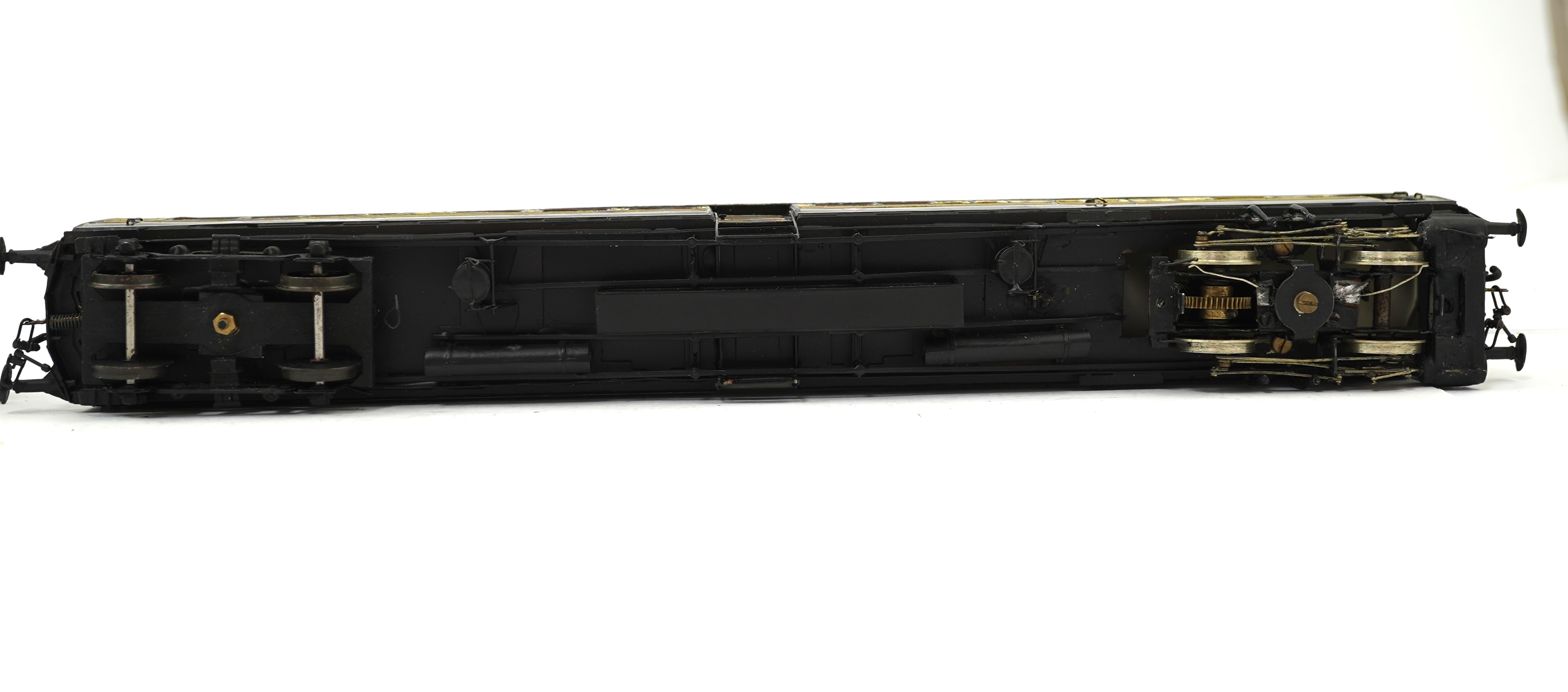 Two 00 gauge plasticard and brass, etc. kit built GWR rail motors; No.74 and No.89, constructed, painted and lined to a high standard, together with a BR turbine electric Co-Co locomotive, 18100, constructed using plasti